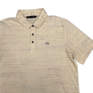 Travis Mathew Men’s Yellow Gray Speckled Polo Shirt L Cotton Polyester‎